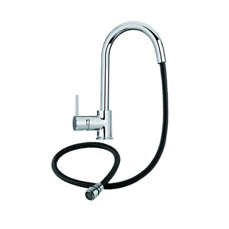 PUNTOBPEX miscelatore monocomando canna a ponte e bocchetta estraibile finitura microultragranit nero matt