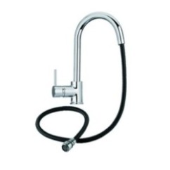 PUNTOBPEX miscelatore monocomando canna a ponte e bocchetta estraibile finitura microultragranit bianco opale