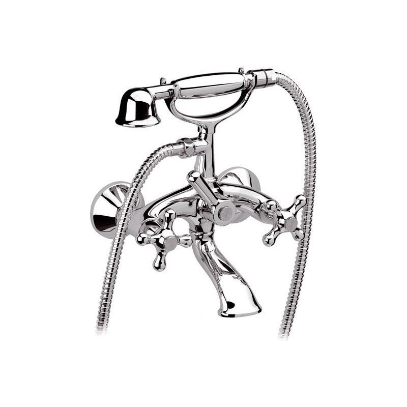 REVIVAL gruppo vasca esterno con doccia duplex e flessibile 120 cm finitura cromo