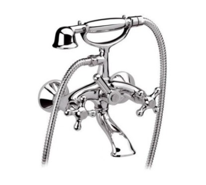 REVIVAL gruppo vasca esterno con doccia duplex e flessibile 120 cm finitura cromo