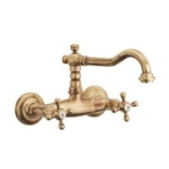 OLD FASHION Gruppo lavello a parete canna alta finitura ottone lucido