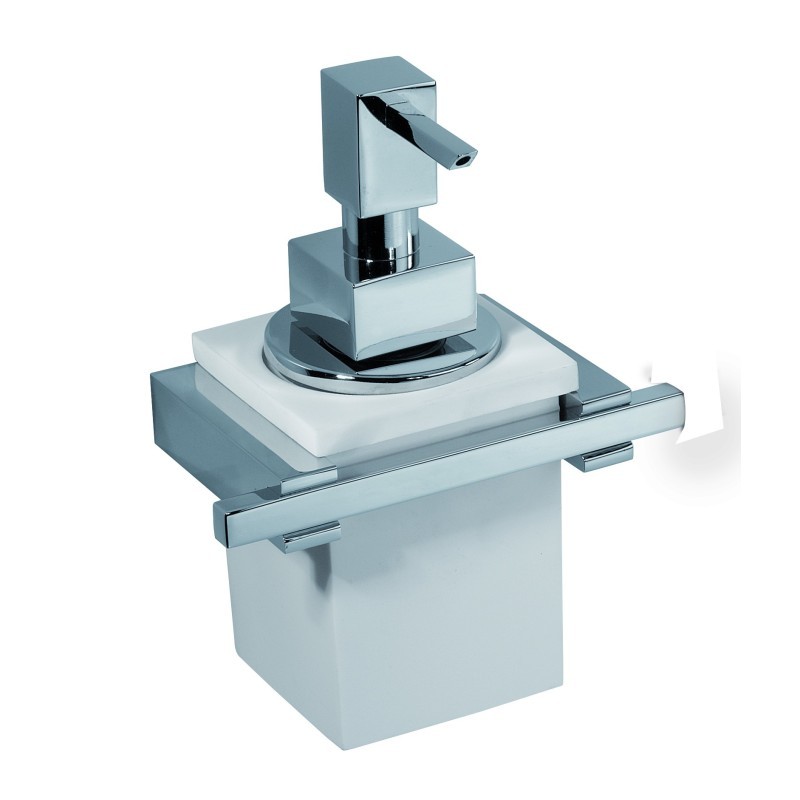 CUBE Porta dosatore vetro bianco