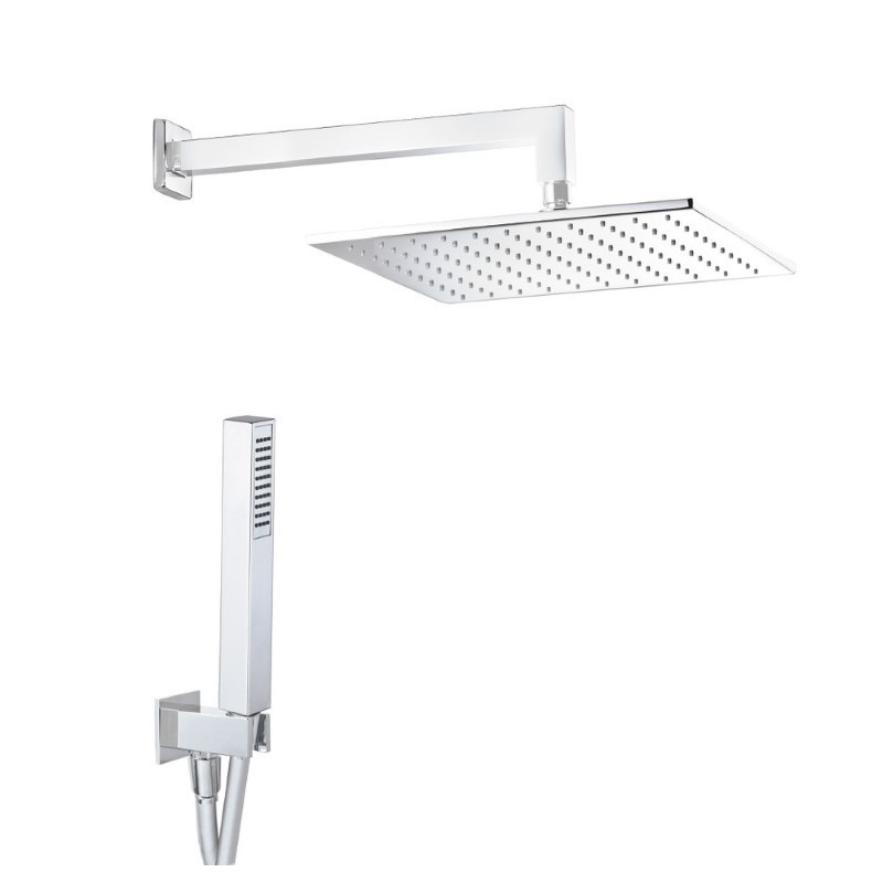 ESTRO QUADRO BIANCO kit soffione con presa acqua e doccia. Soffione 200x200