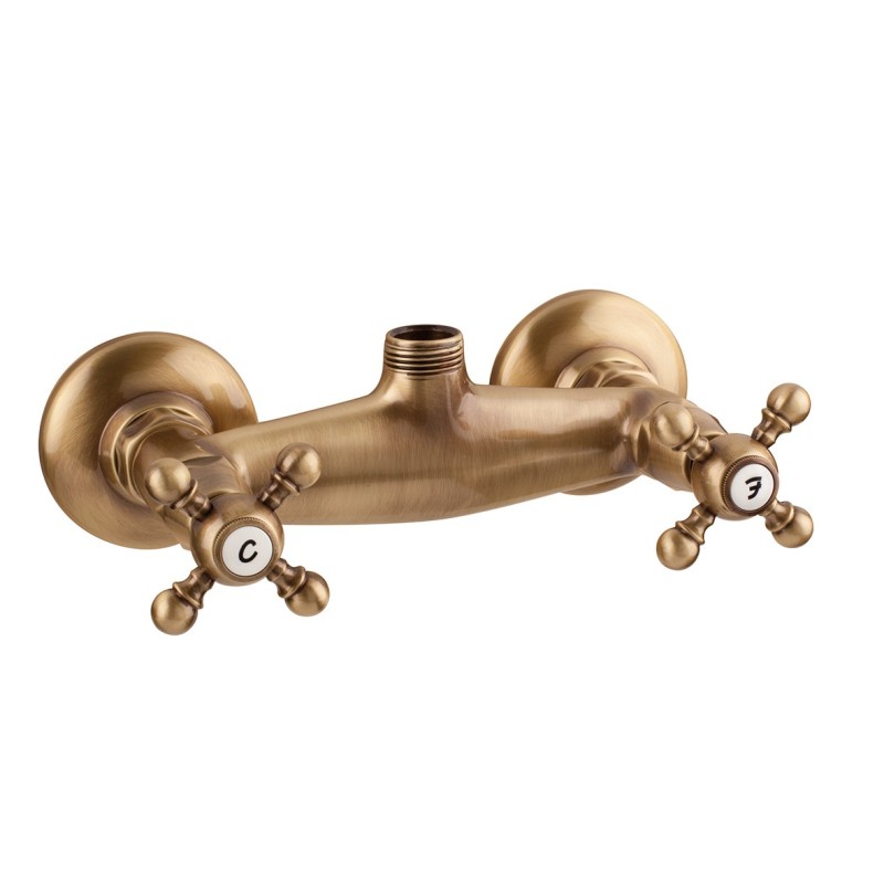 OLD FASHION Gruppo doccia esterno con attacco superiore finitura dorato