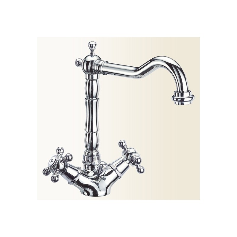 PAPIRO monoforo per lavabo con canna antica finitura cromo