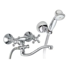 REVIVAL Miscelatore lavabo/vasca con canna ''S'' finitura cromo