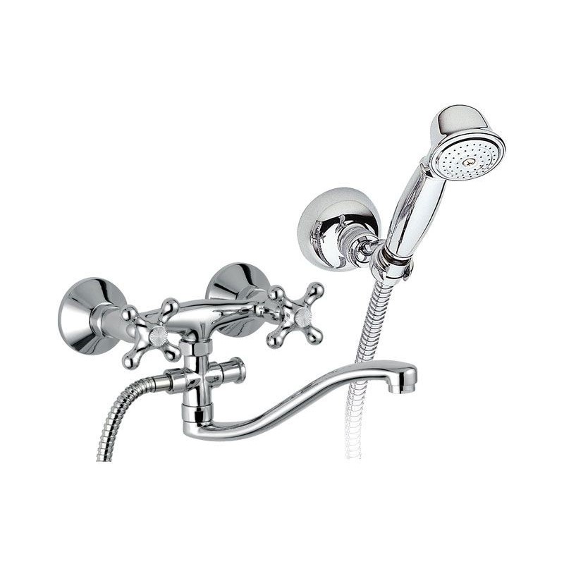 REVIVAL Miscelatore lavabo/vasca con canna ''S'' finitura cromo