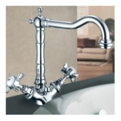 LIVINGSTONE monoforo lavabo con canna alta finitura  nickel