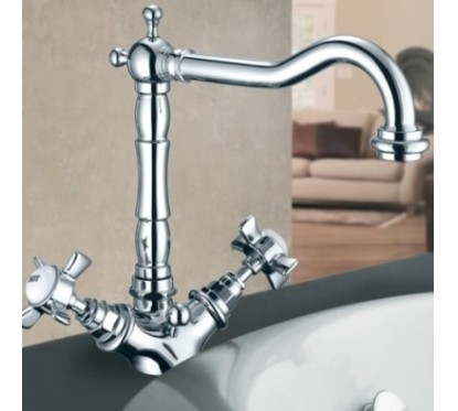 LIVINGSTONE monoforo lavabo con canna alta finitura  nickel