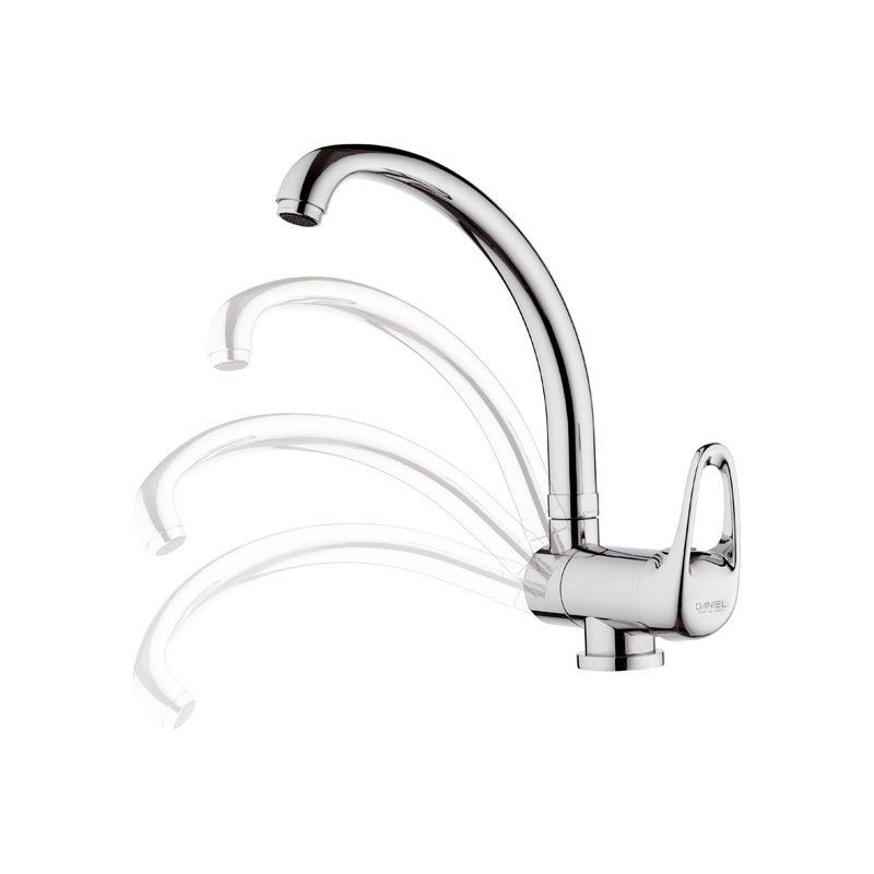 ECO Miscelatore monocomando per lavello sottofinestra, con bocca alta girevole, tipo lusso finitura cromo