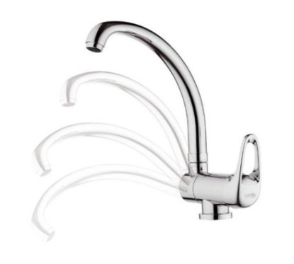 ECO Miscelatore monocomando per lavello sottofinestra, con bocca alta girevole, tipo lusso finitura cromo