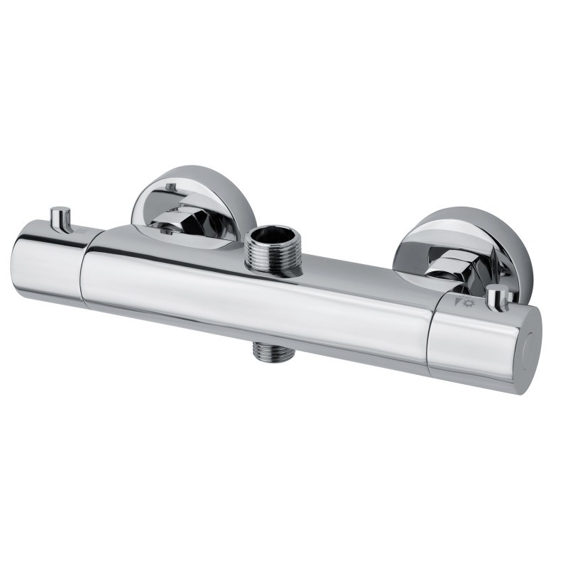 THERMO Termostatico doccia esterno con attacco superiore e deviatore integrato finitura cromo