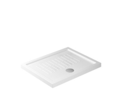 Piatto doccia ceramica rettangolare cm. 120x70 finitura bianco con piletta cromo altezza 4.5cm