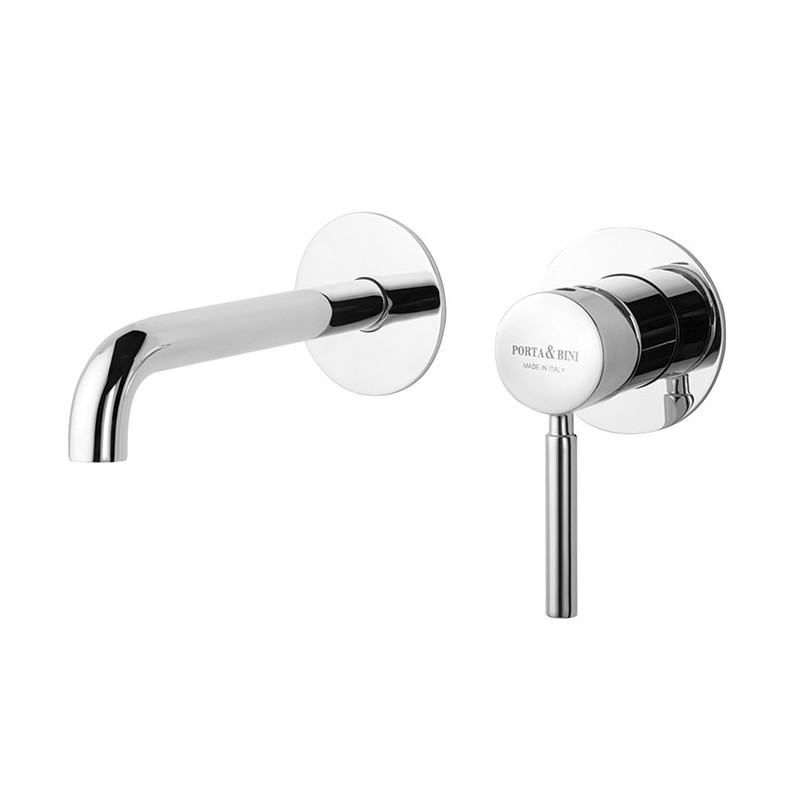 FORMA Monocomando lavabo a muro due parti canna mm 160 connessione ponte finitura nichel satinato