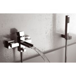 CUBE WATERFALL monocomando vasca esterno con bocca a cascata finitura cromo