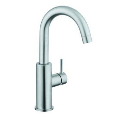 DYLAN Miscelatore lavabo inox 316L, leva laterale, bocca girevole finitura satinato