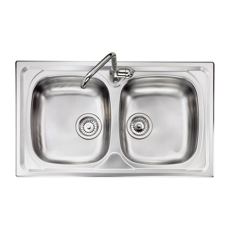 OLYMPUS lavello in acciaio inox a due vasche finitura satinato