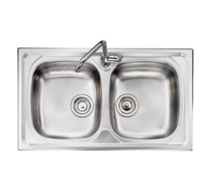 OLYMPUS lavello in acciaio inox a due vasche finitura satinato