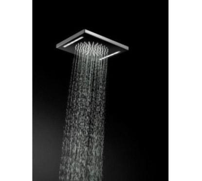 BAGNO ITALIANO IRIS soffione doccia in acciaio inox a led cm. 26x26 con cromoterapia finitura inox spazzolato