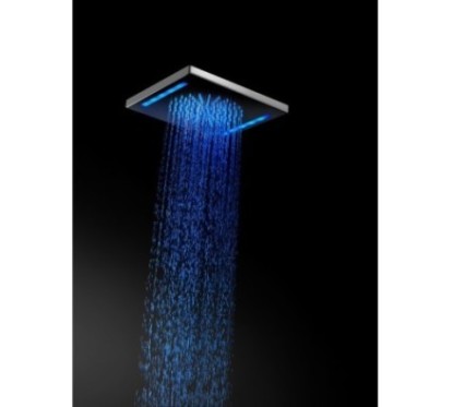 BAGNO ITALIANO IRIS soffione doccia in acciaio inox a led cm. 26x26 con cromoterapia finitura inox spazzolato