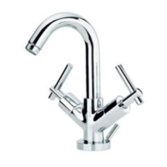 ROAMING MONOLEVA rubinetto monoforo lavabo con scarico 1" 1/4 finitura cromo con particolari in legno