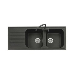 ATLANTIC 116.20 Lavello cucina a due vasche più scolapiatti finitura micro ultragranit 95 nero ebony