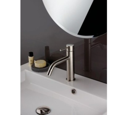 XONI miscelatore lavabo in acciaio inox con scarico finitura cromo
