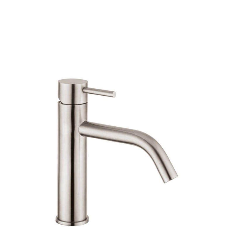 XONI miscelatore lavabo in acciaio inox con scarico finitura cromo