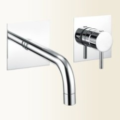 SIMPLY Miscelatore per lavabo ad incasso con bocca a parete finitura nickel spazzolato