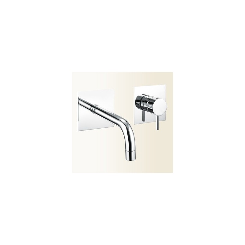 SIMPLY Miscelatore per lavabo ad incasso con bocca a parete finitura nickel spazzolato