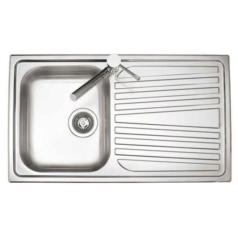 OLYMPUS lavello in acciaio inox ad una vasca + gocciolatoio a DX finitura satinato