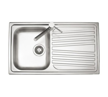 OLYMPUS lavello in acciaio inox ad una vasca + gocciolatoio a DX finitura satinato