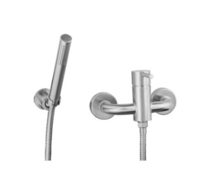 FRIDA Monocomando doccia esterno con kit doccia in acciaio inox finitura acciaio spazzolato