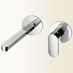 MIA Miscelatore per lavabo ad incasso, con bocca a parete senza scarico finitura bianco mat