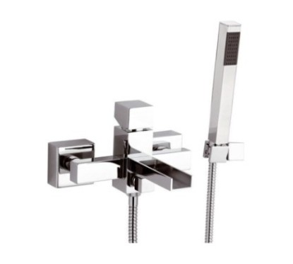 CUBE WATERFALL monocomando vasca esterno con bocca a cascata finitura cromo