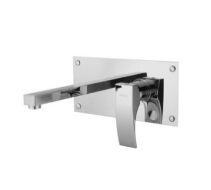 LASER Monocomando lavabo a muro piastra unita finitura cromo