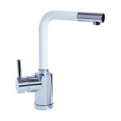 POLYTEK20 miscelatore monocomando con canna a L finitura microultragranit bianco latte/cromo