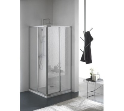 BRIO Box doccia Angolare scorrevole finitura argento satinato 80 cm acrilico (misura 70/80-70/80 h.185)