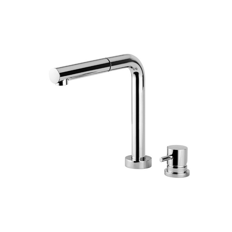 HI-TECH rubinetto monocomando lavello sottofinestra con canna abbattibile e doccino in ABS finitura cromo