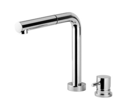 HI-TECH rubinetto monocomando lavello sottofinestra con canna abbattibile e doccino in ABS finitura cromo