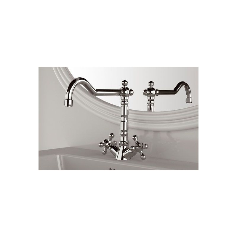 REVIVAL monoforo lavabo con canna antica e scarico finitura cromo