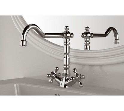 REVIVAL monoforo lavabo con canna antica e scarico finitura cromo