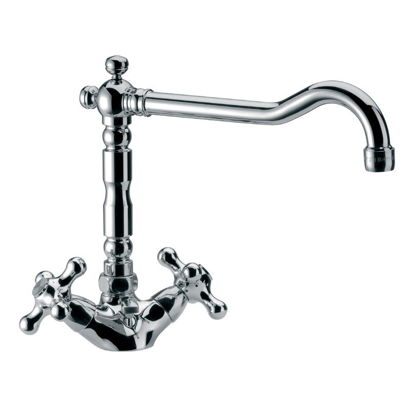 REVIVAL monoforo lavabo con canna antica e scarico finitura cromo