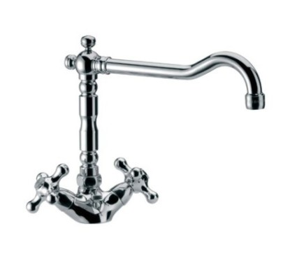 REVIVAL monoforo lavabo con canna antica e scarico finitura cromo