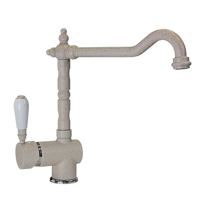 MIXOLD miscelatore monocomando con canna "old fashion" finitura microultragranit 98 bianco