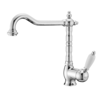 Miscelatore cucina con canna stile tradizionale finitura nichel spazzolato