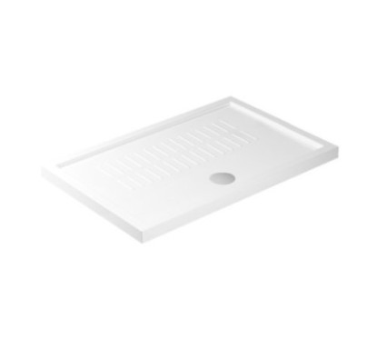 Piatto doccia ceramica rettangolare cm. 120x80 finitura bianco con piletta  cromo altezza 4.5cm