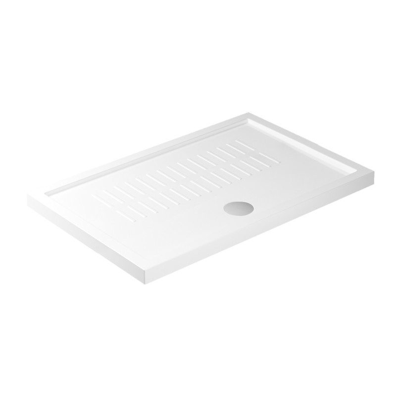 Piatto doccia ceramica rettangolare cm. 120x80 finitura bianco con piletta  bianca altezza 4.5cm