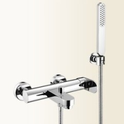 MIA Miscelatore per vasca esterno con supporto duplex e doccia finitura nickel spazzolato