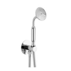 Presa acqua con supporto ad inserto, flessibile e doccetta ottone Atena anticalcare  finitura nichel antico